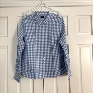 NWT UNTUCKit Aria Blue White Gingham Cotton Long Sleeve Shirt Size 18